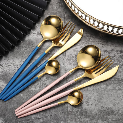 4-Piece Cutlery Set with Gold Accents