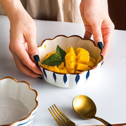 Hand Painted Bowls with Scalloped Edges