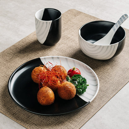 Black And White Ceramic Dining Set