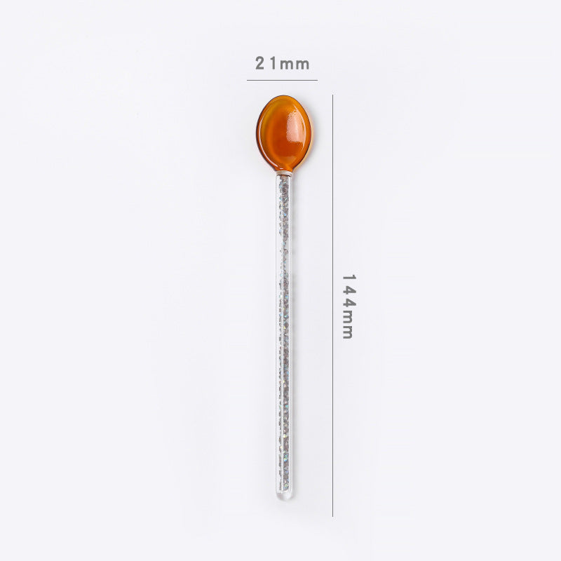 Transparent Colorful Glass Teaspoon