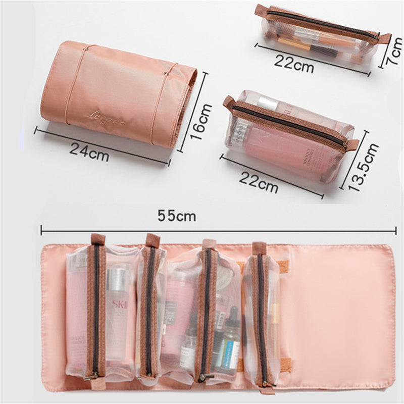 Folding Cosmetic Bag with Detachable Pouches